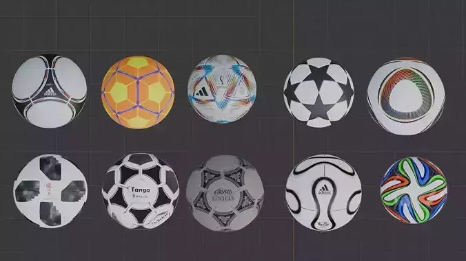 Every World Cup Ball  Game and Render Ready 3D Models  Low-poly 3D model