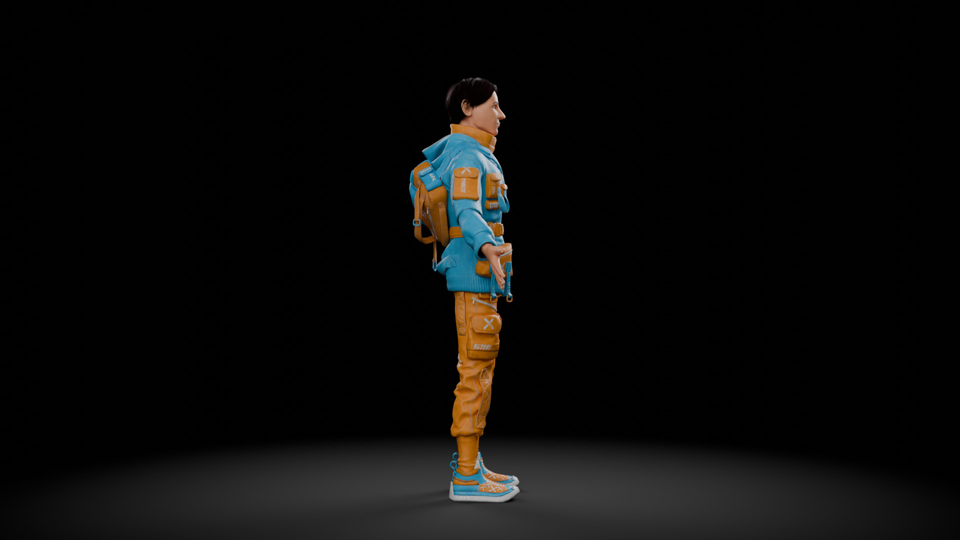 Man With Bag Low-poly 3D model_4