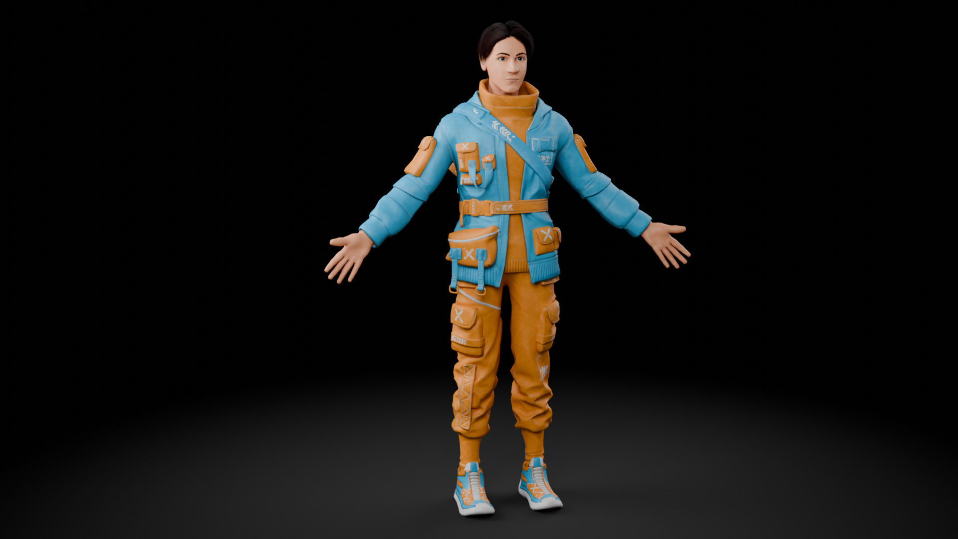 Man With Bag Low-poly 3D model_13