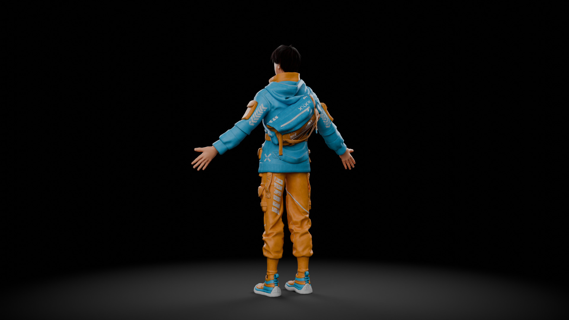 Man With Bag Low-poly 3D model_5