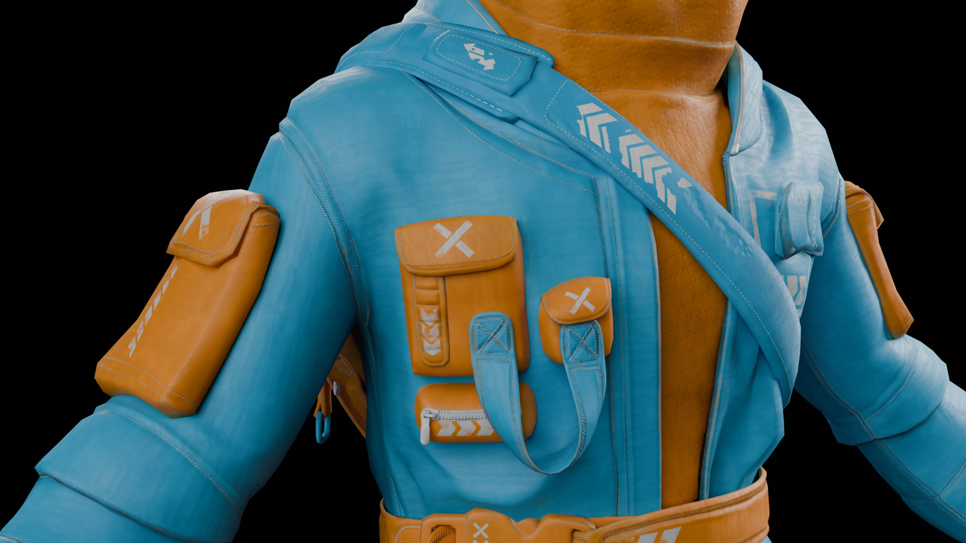 Man With Bag Low-poly 3D model_7