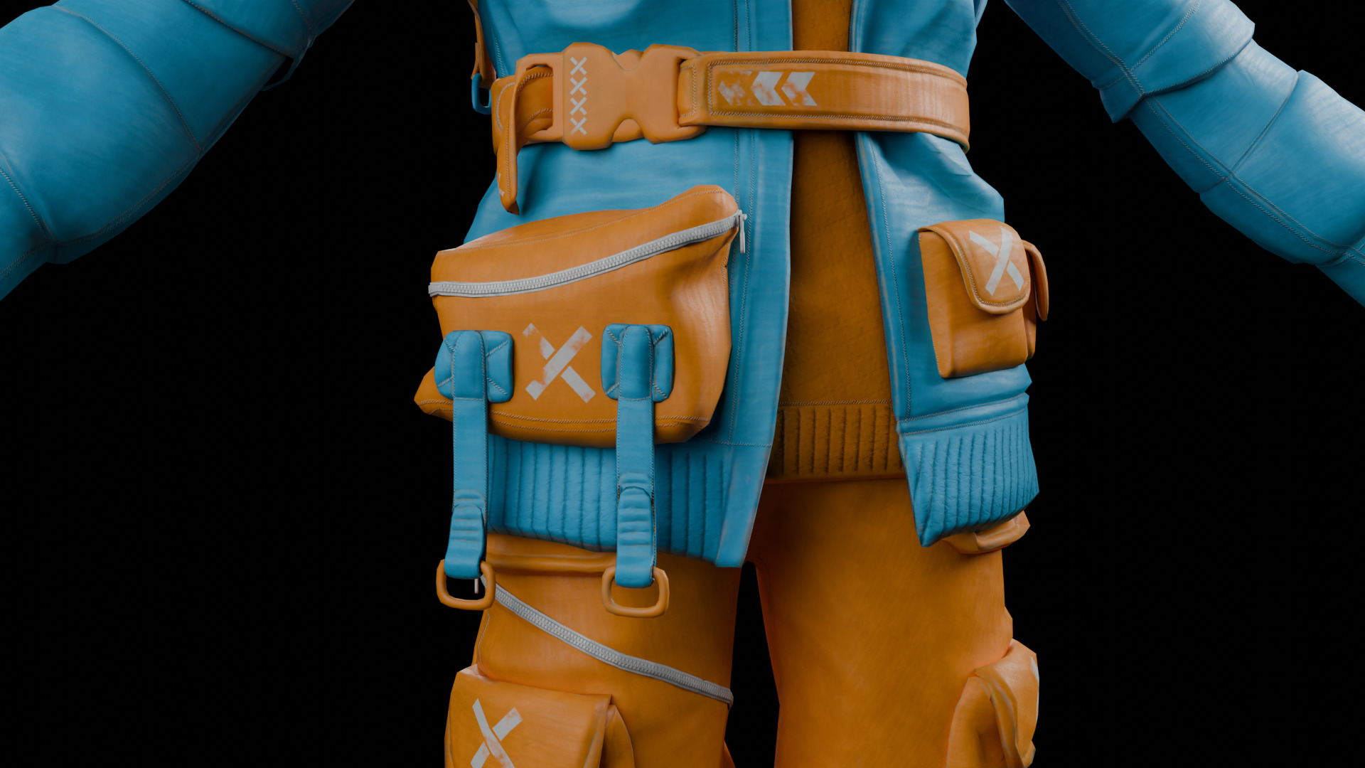 Man With Bag Low-poly 3D model_9