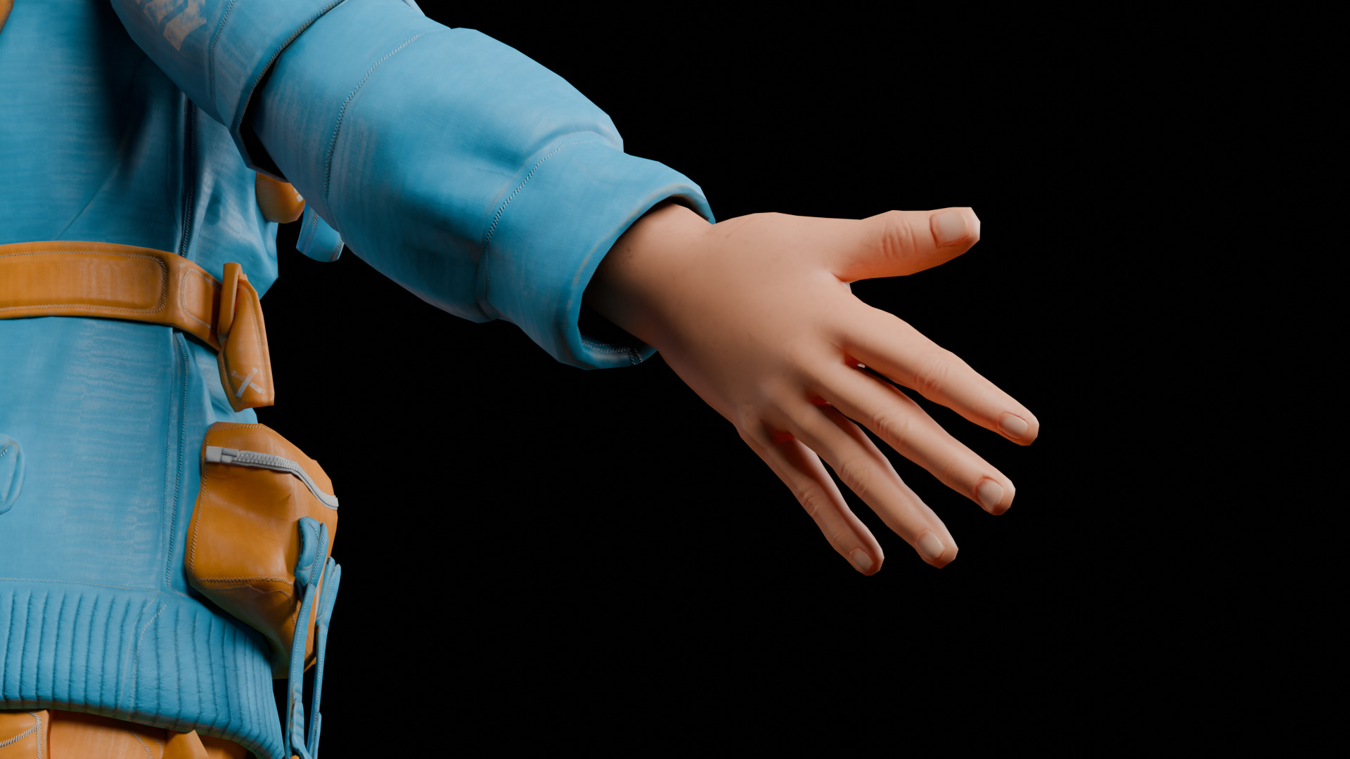 Man With Bag Low-poly 3D model_12