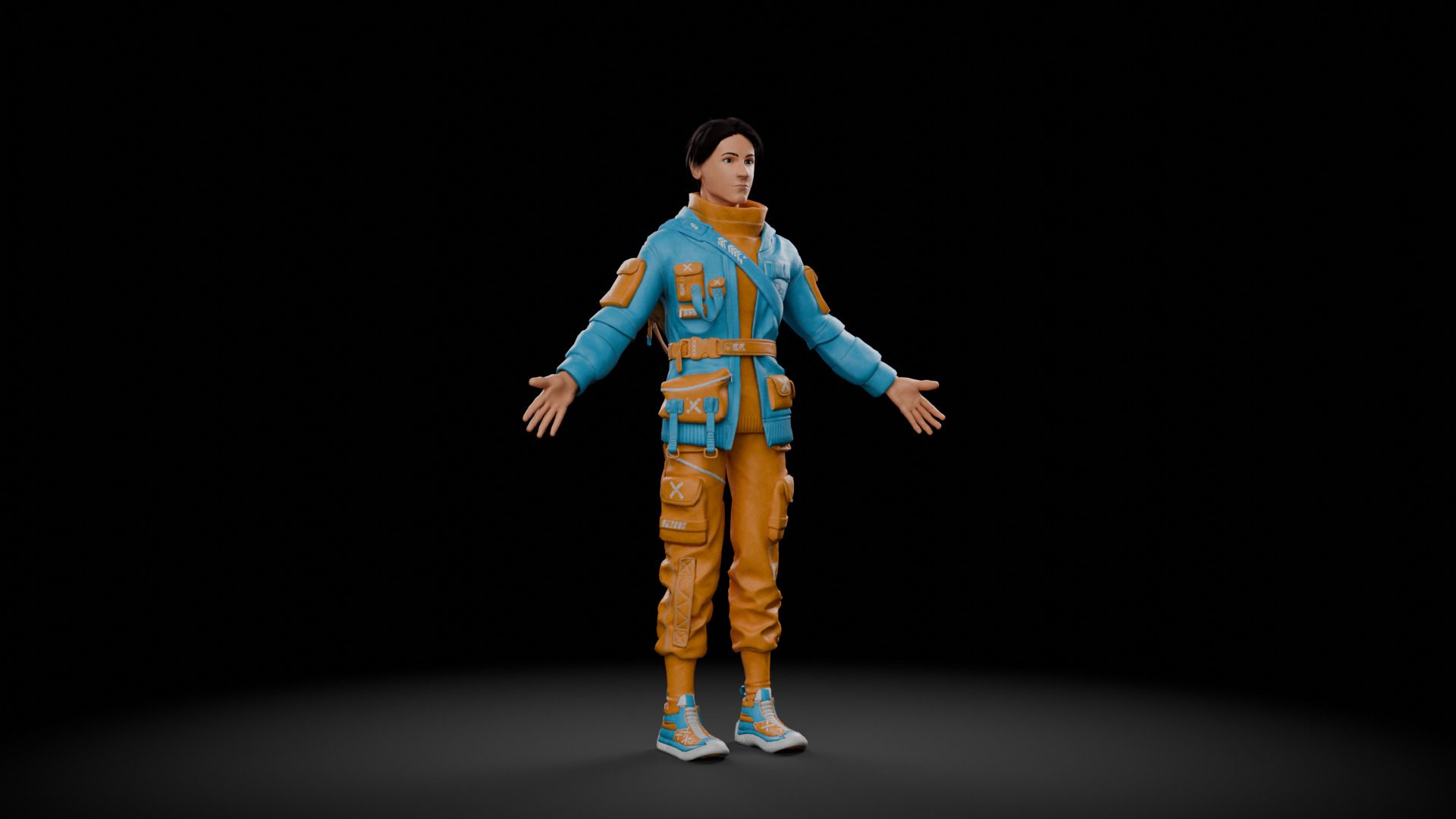 Man With Bag Low-poly 3D model_3