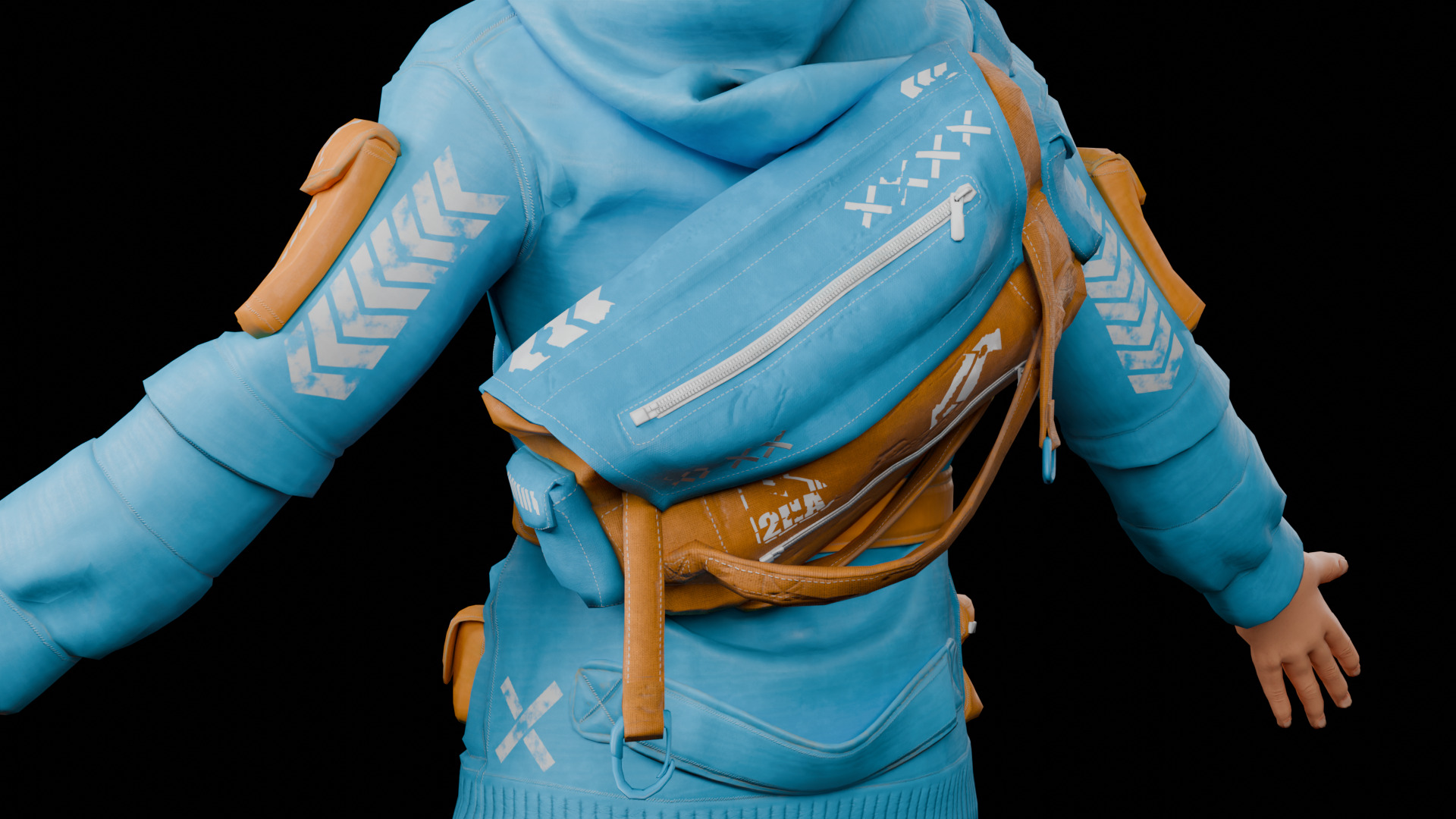 Man With Bag Low-poly 3D model_8