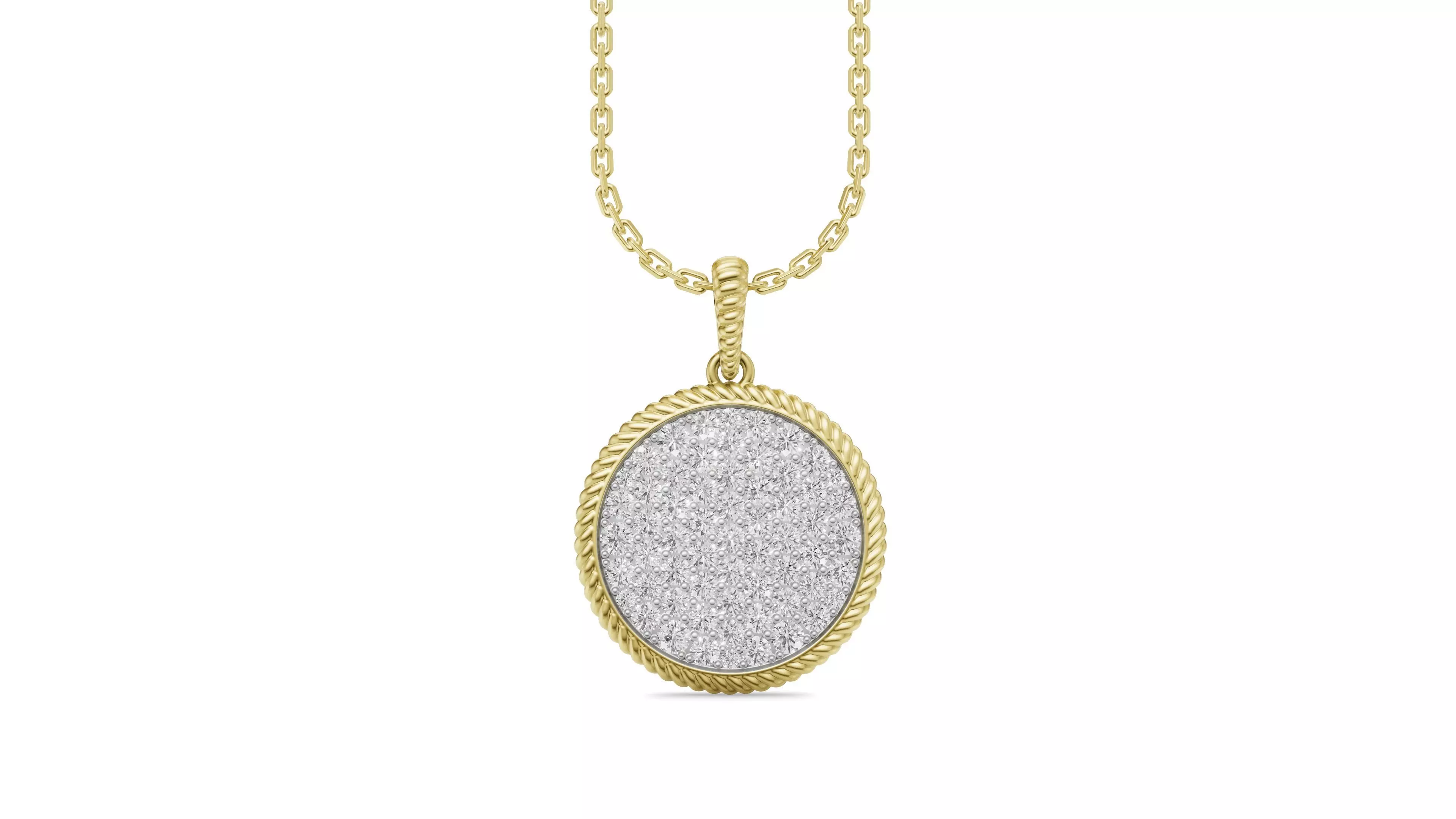 Shimmering Circle Diamond Pendant 3D print model_0