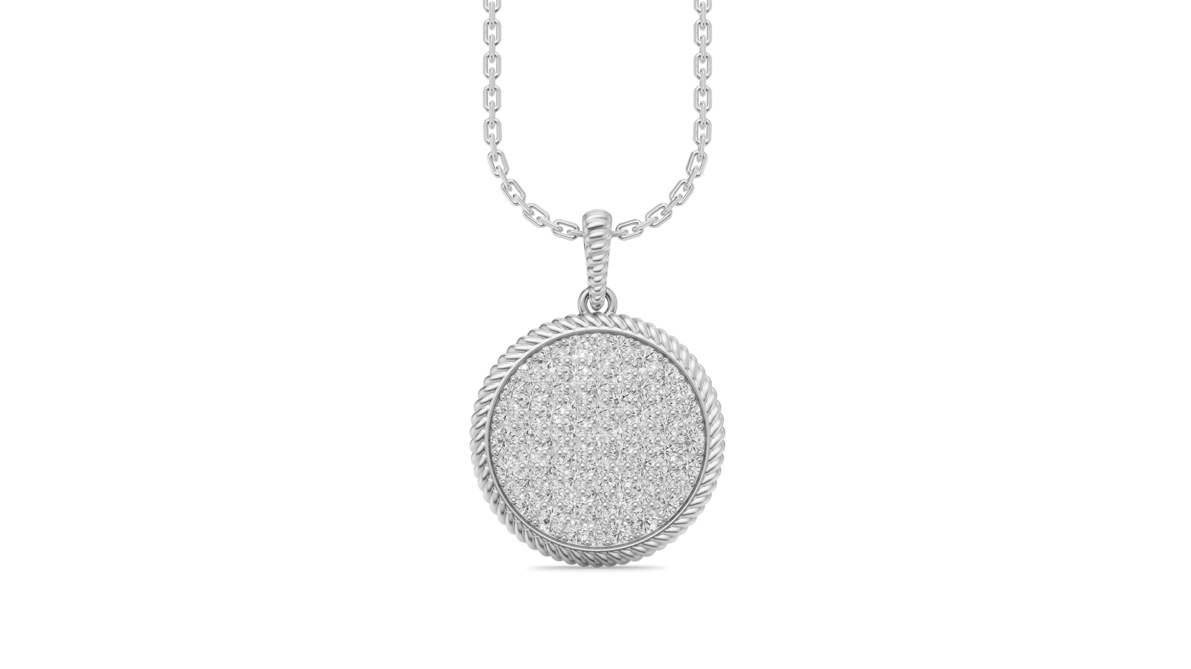 Shimmering Circle Diamond Pendant 3D print model_3