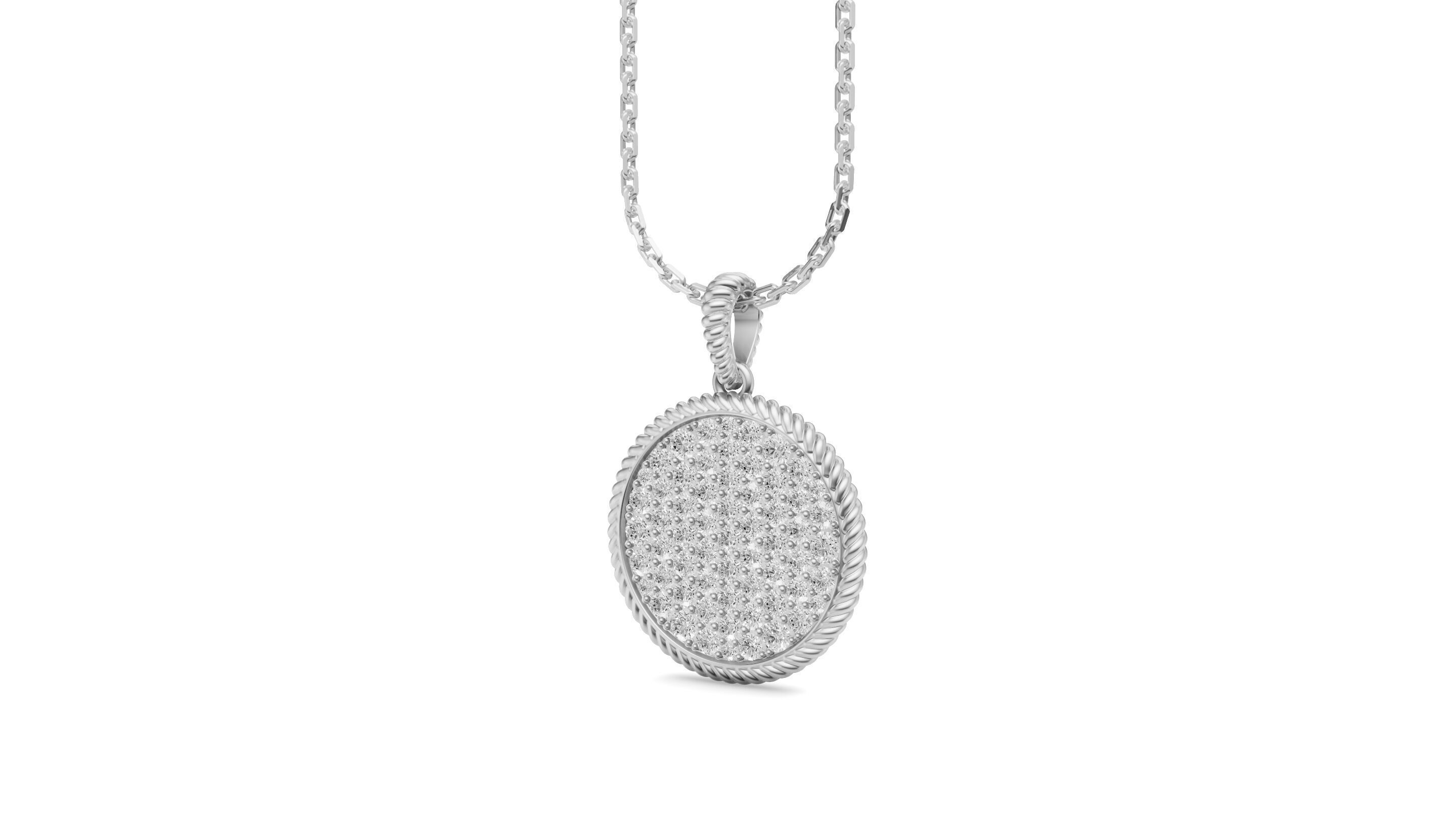 Shimmering Circle Diamond Pendant 3D print model_5
