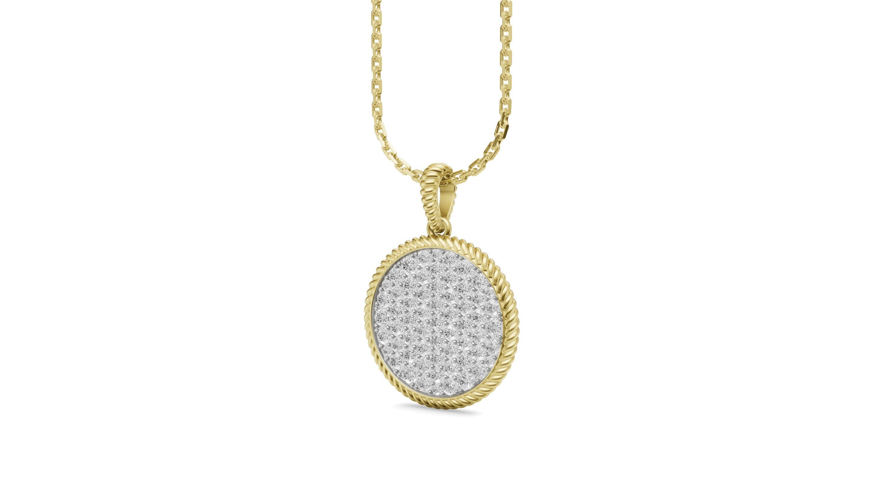 Shimmering Circle Diamond Pendant 3D print model_4