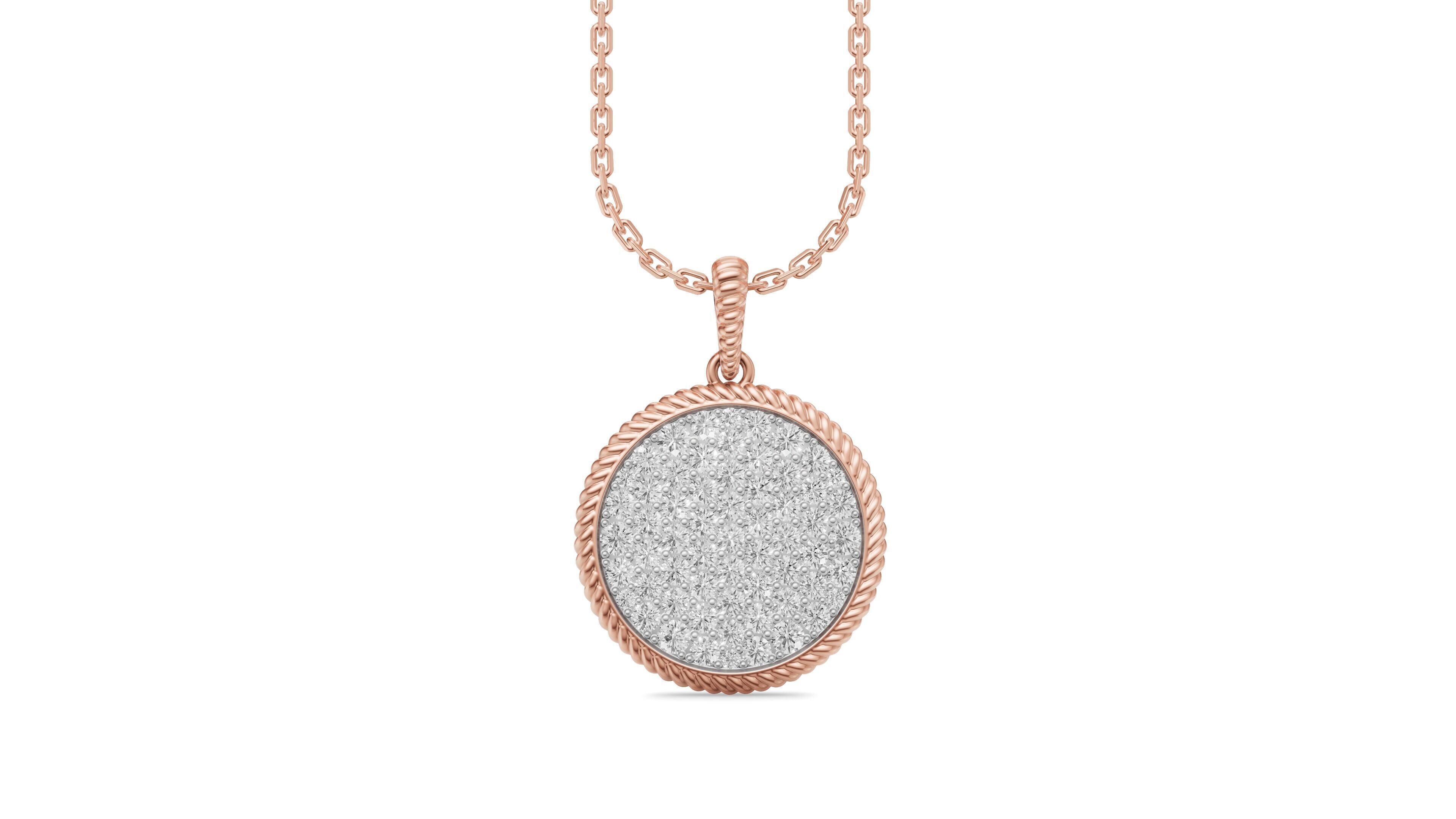 Shimmering Circle Diamond Pendant 3D print model_2