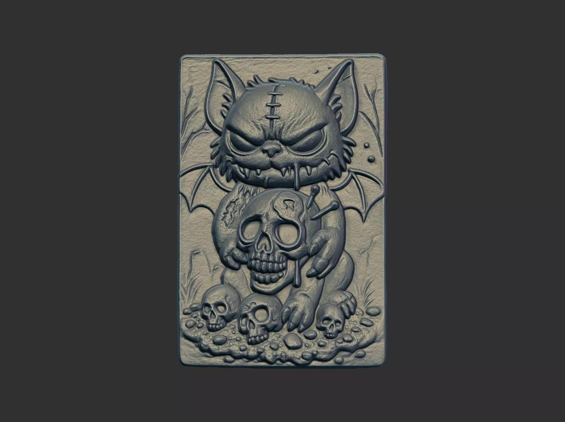 cat hallowen skull decor 3D print model