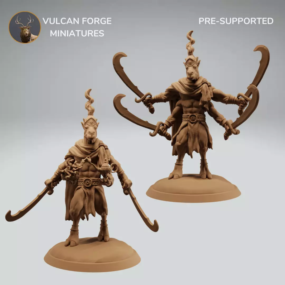 Desert camel djinn spirit with swords Bundle 3D print model_0