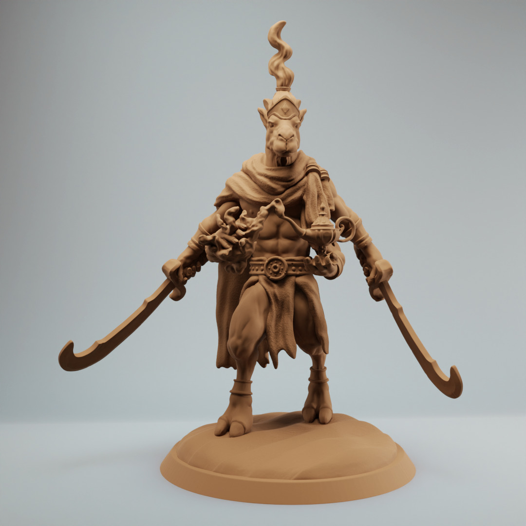 Desert camel djinn spirit with swords Bundle 3D print model_1