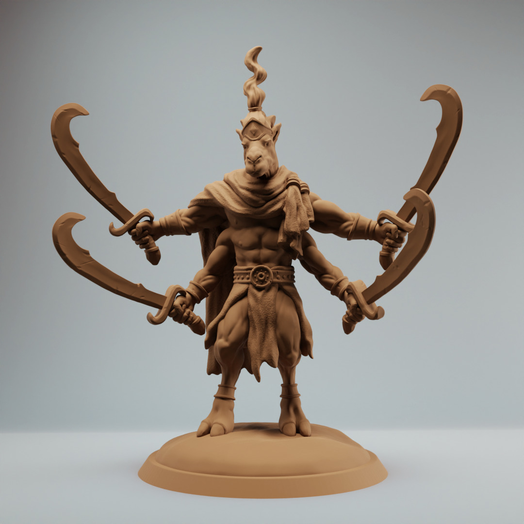 Desert camel djinn spirit with swords Bundle 3D print model_4
