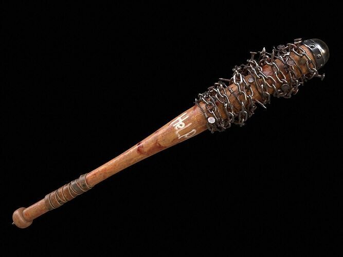 Baseball Bat with Barbed Wire PBR Low-poly 3D model