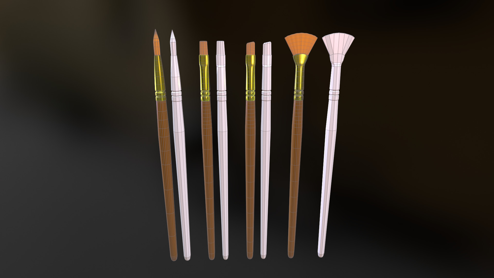 art brushes Free low-poly 3D model_2
