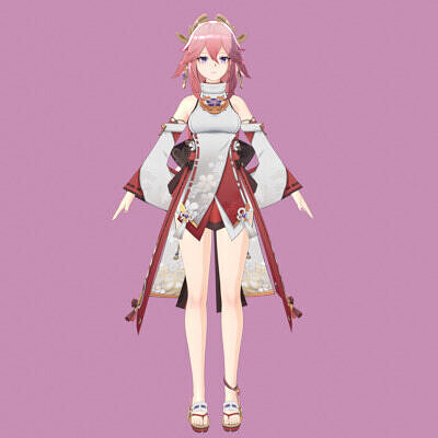 Yae Miko Stylized 3D Character  Low-poly 3D model
