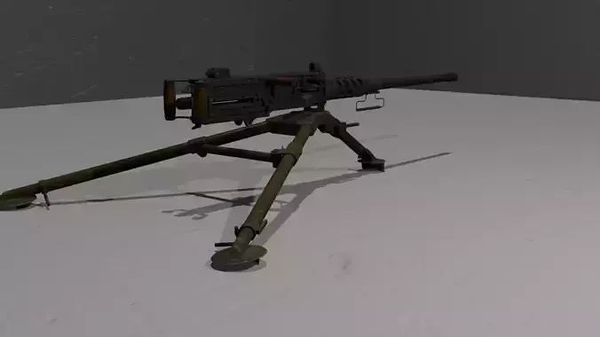 Low Poly M2 Browning Game Ready Heavy Machine Gun
