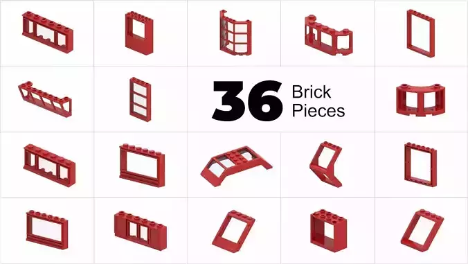 TwindBricks3D - 36 Piece Window Part Collection - Part 2