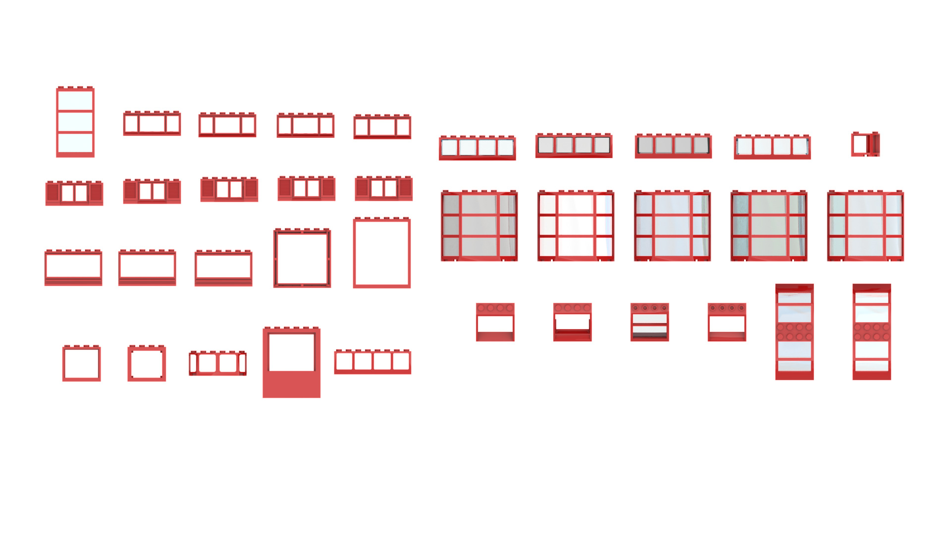 TwindBricks3D - 36 Piece Window Part Collection - Part 2 3D print model_1
