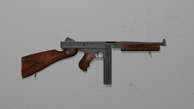 Low Poly Thompson SMG Game Ready 45 ACP Tommy Gun Low-poly 3D model