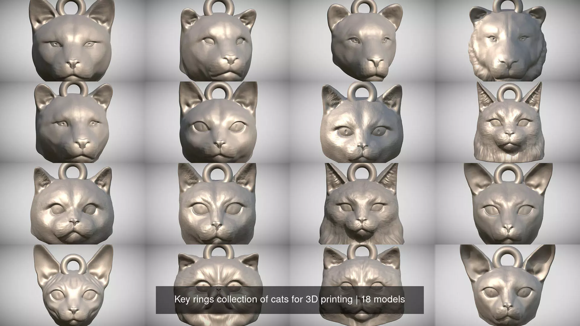 Key rings collection of cats for 3D printing _1
