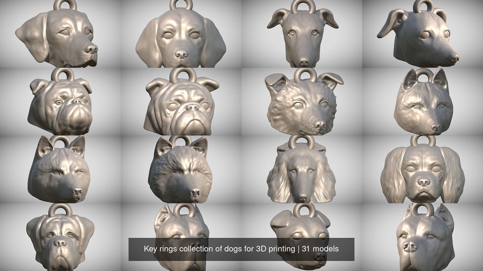 Key rings collection of dogs for 3D printing _3