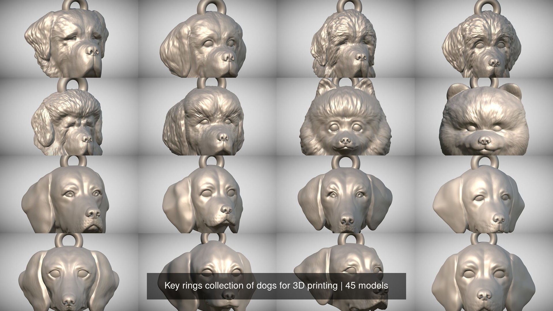 Key rings collection of dogs for 3D printing _5