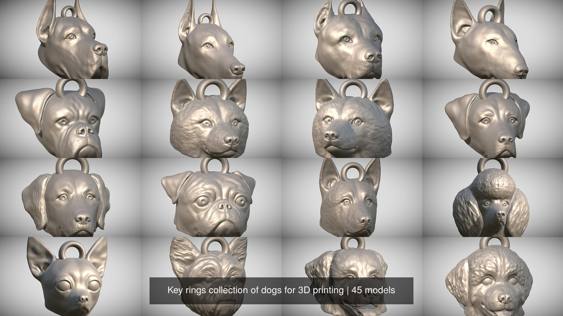 Key rings collection of dogs for 3D printing _1