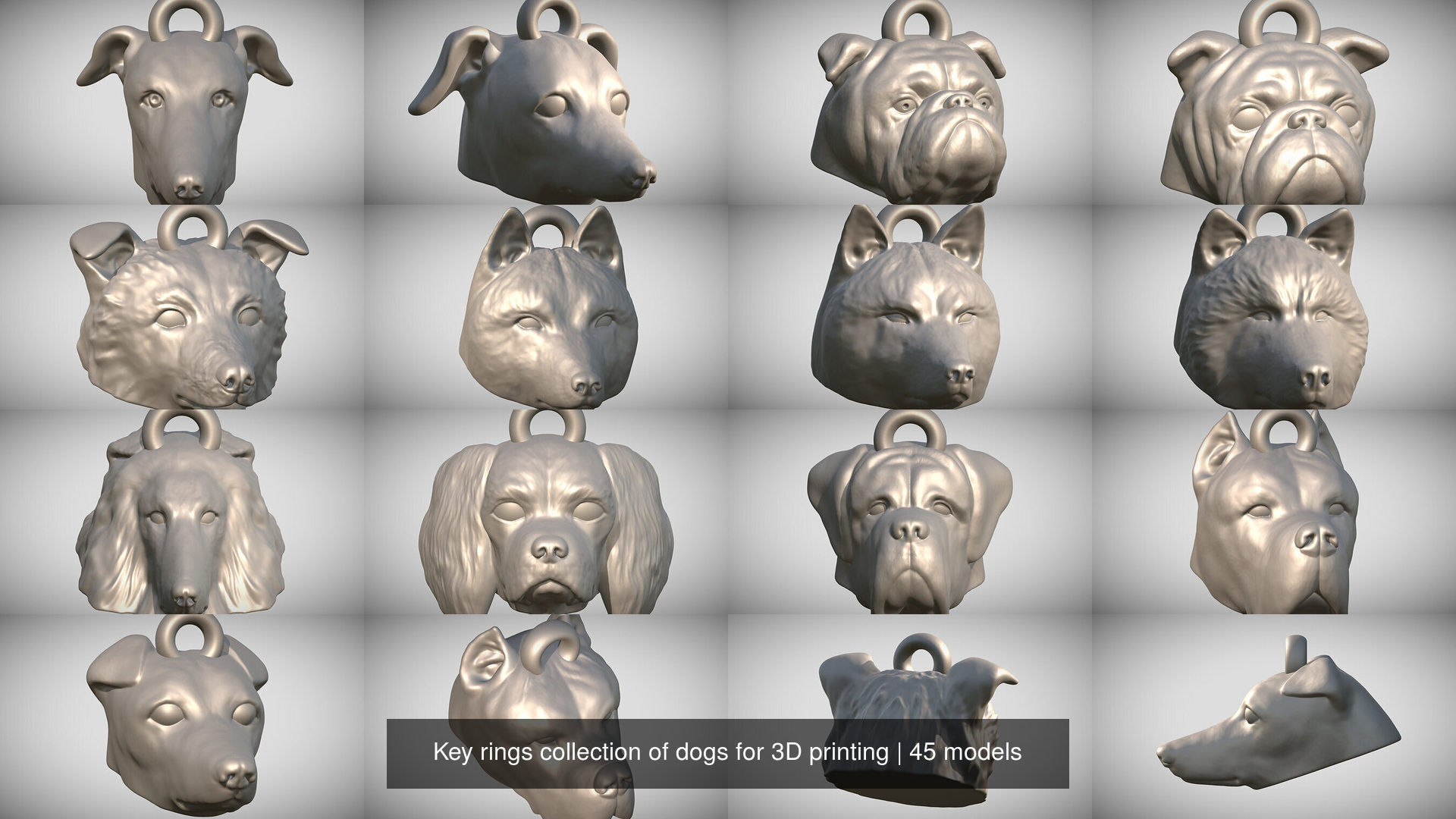 Key rings collection of dogs for 3D printing _8