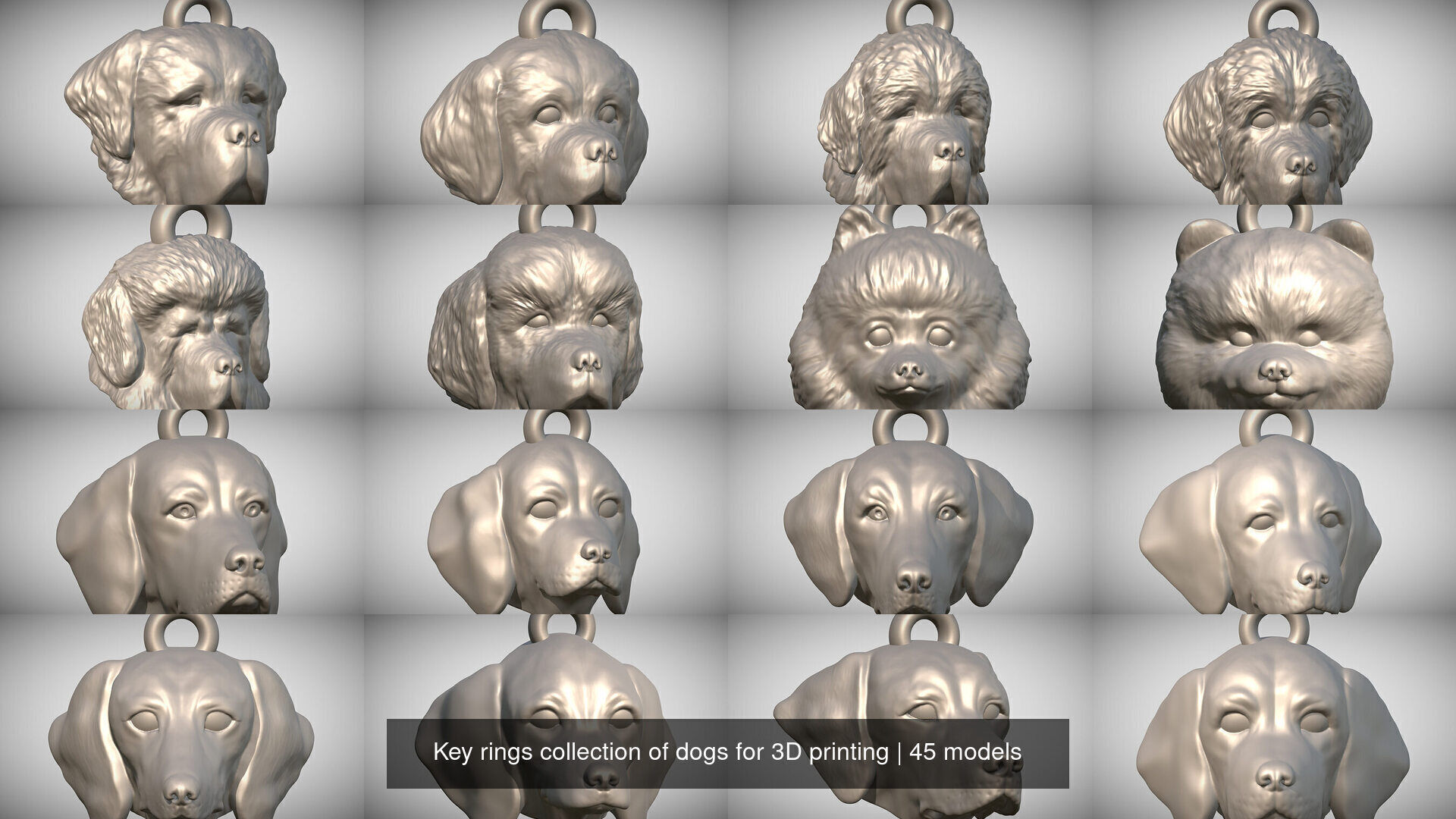 Key rings collection of dogs for 3D printing _2