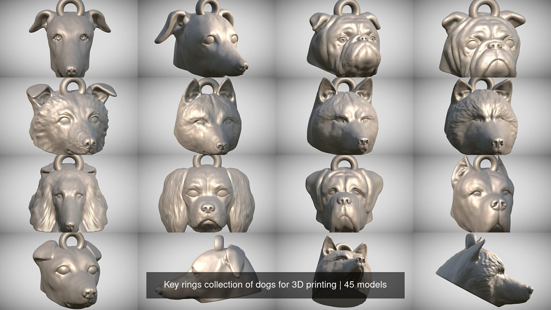 Key rings collection of dogs for 3D printing _4