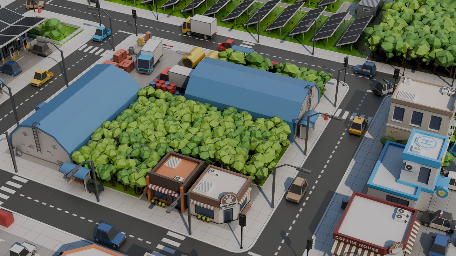 Low-poly city Low-poly 3D model_5