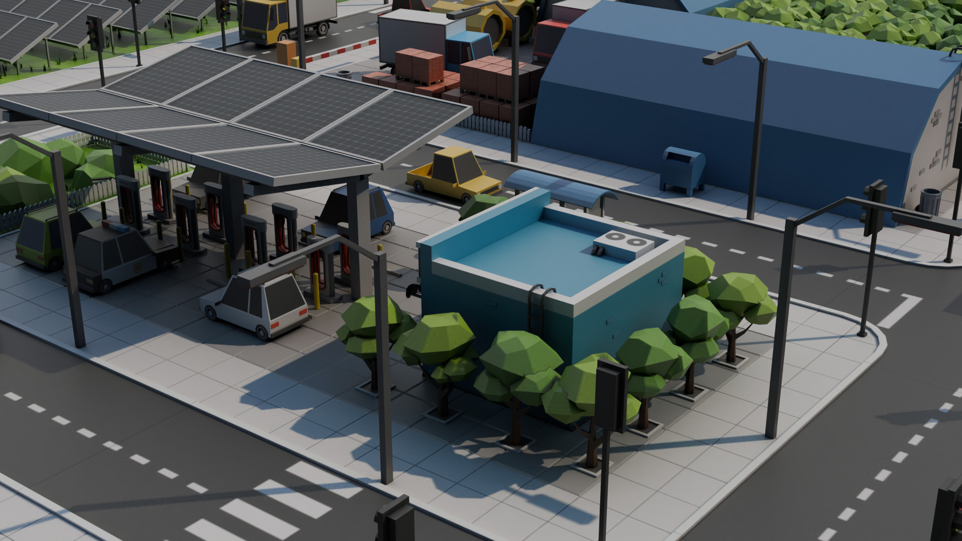 Low-poly city Low-poly 3D model_6