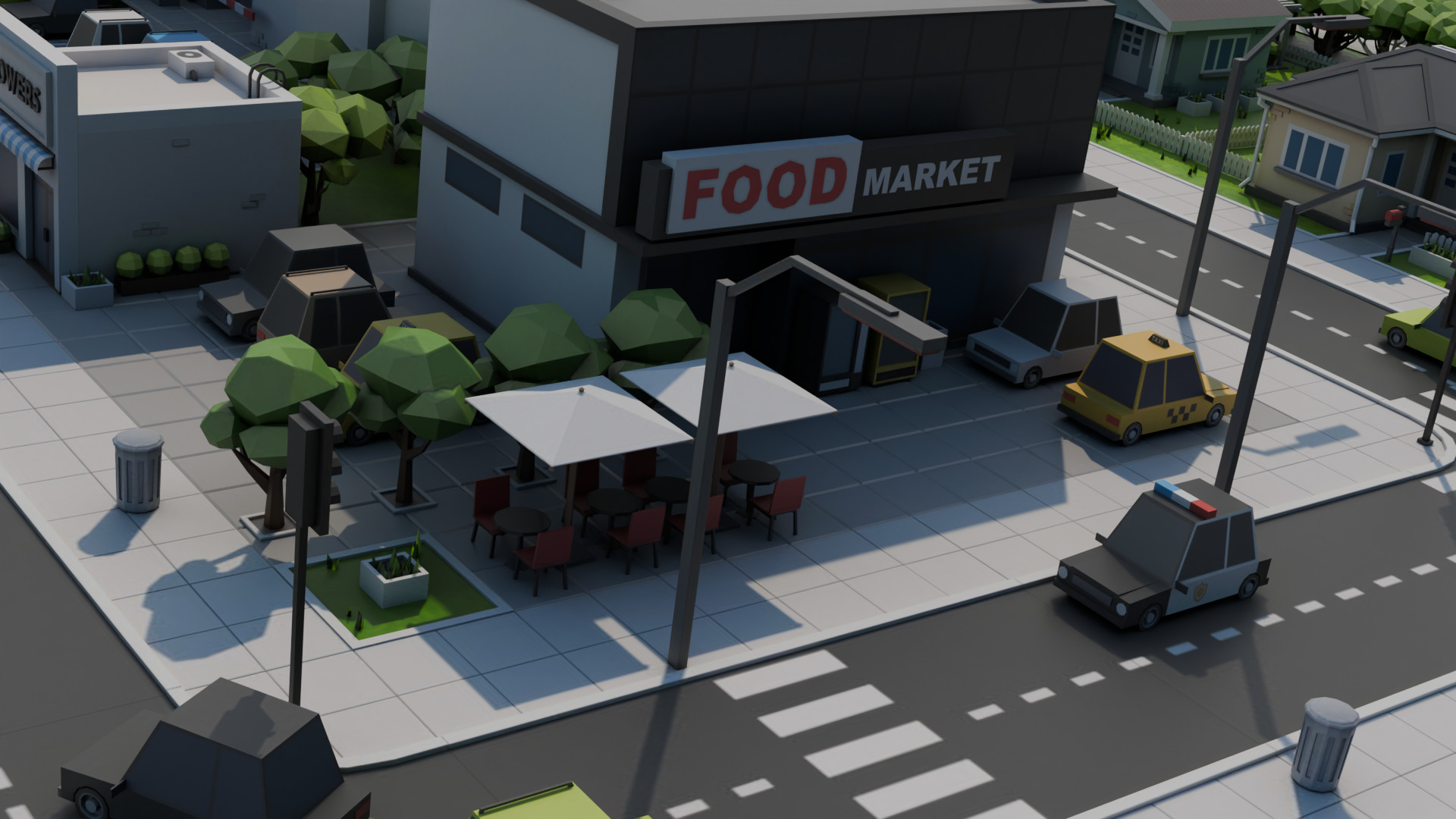Low-poly city Low-poly 3D model_4