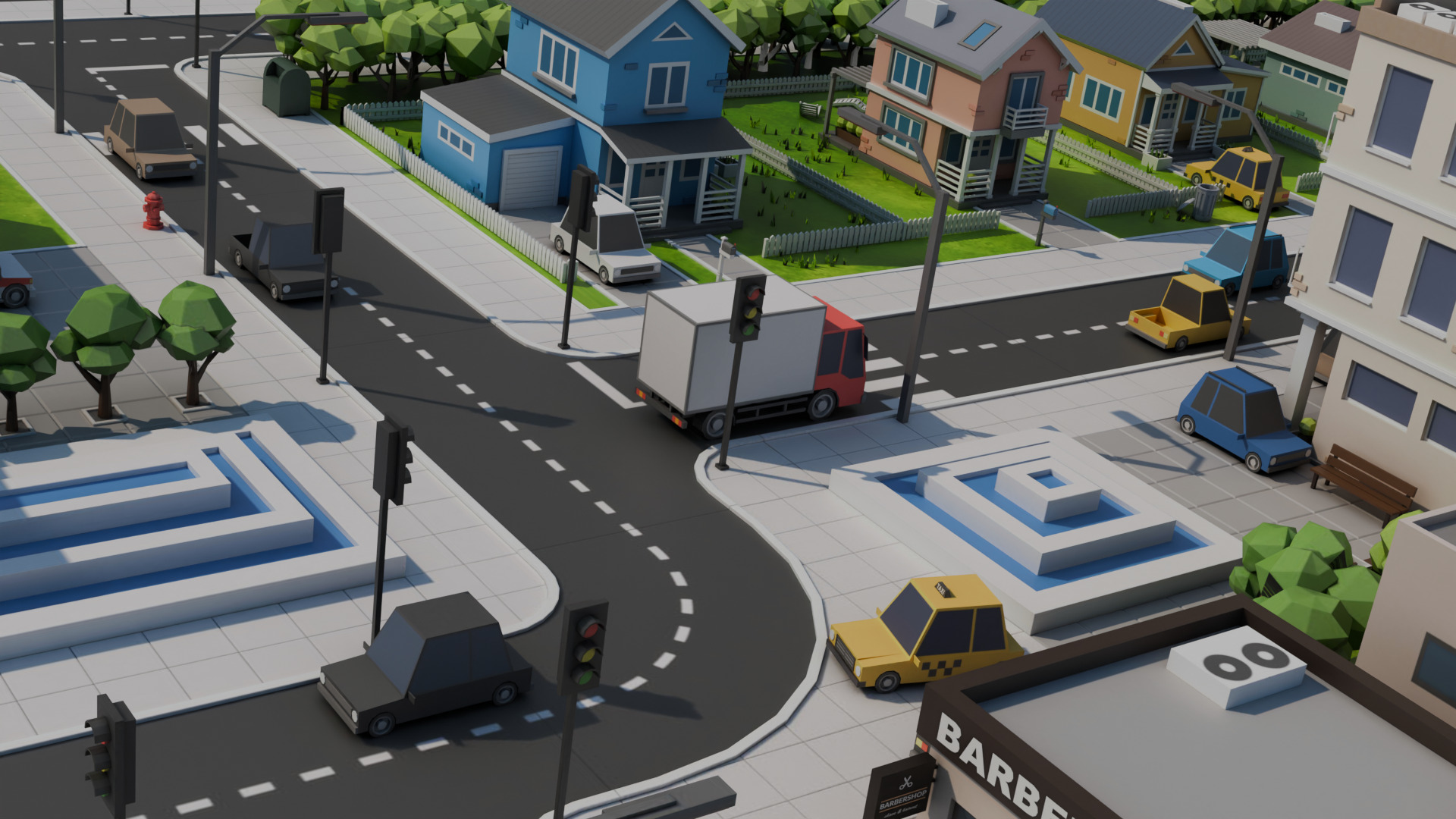 Low-poly city Low-poly 3D model_7