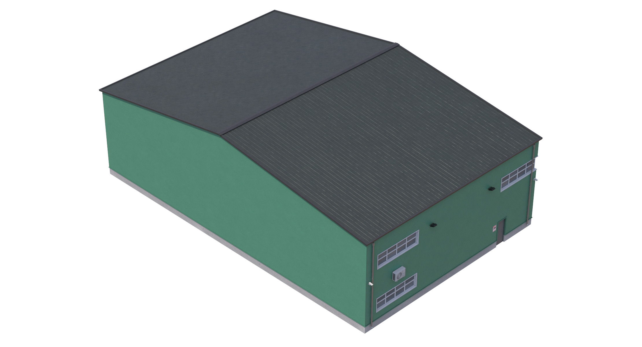 Green Industrial Building Low-poly 3D model_6