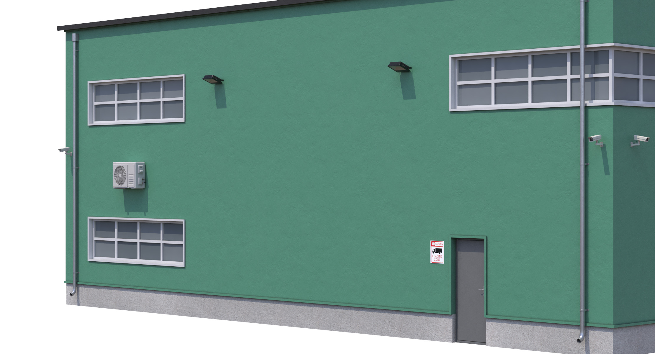 Green Industrial Building Low-poly 3D model_3