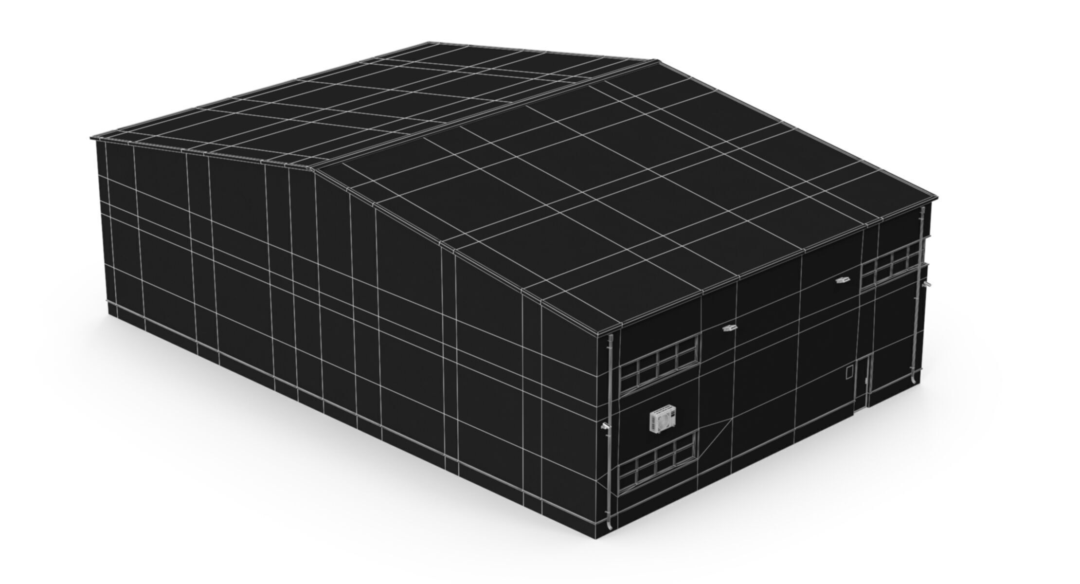 Green Industrial Building Low-poly 3D model_8