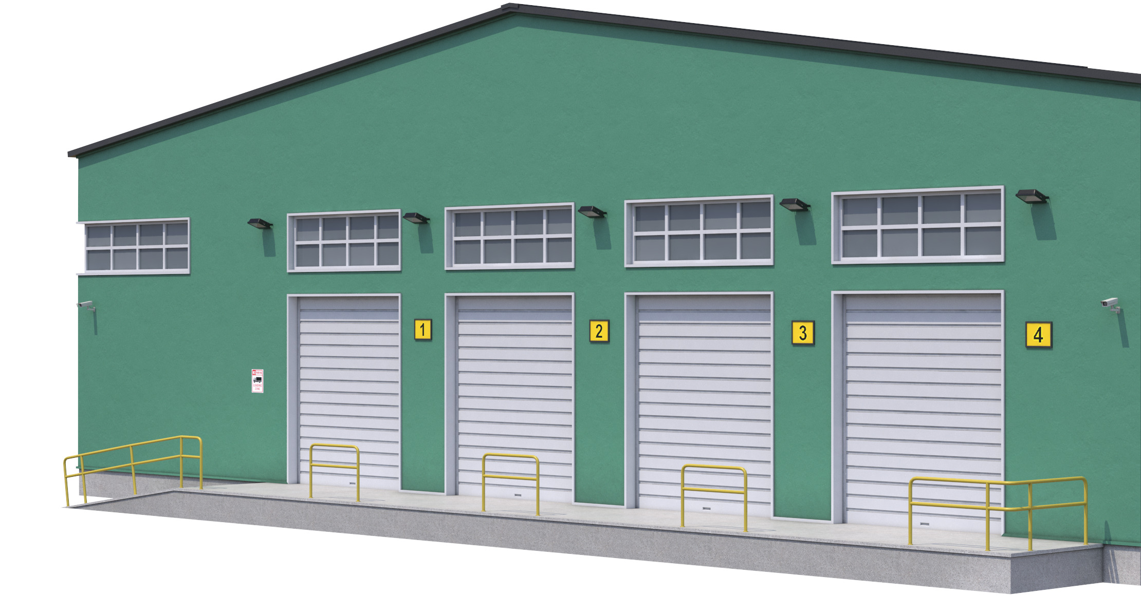 Green Industrial Building Low-poly 3D model_2