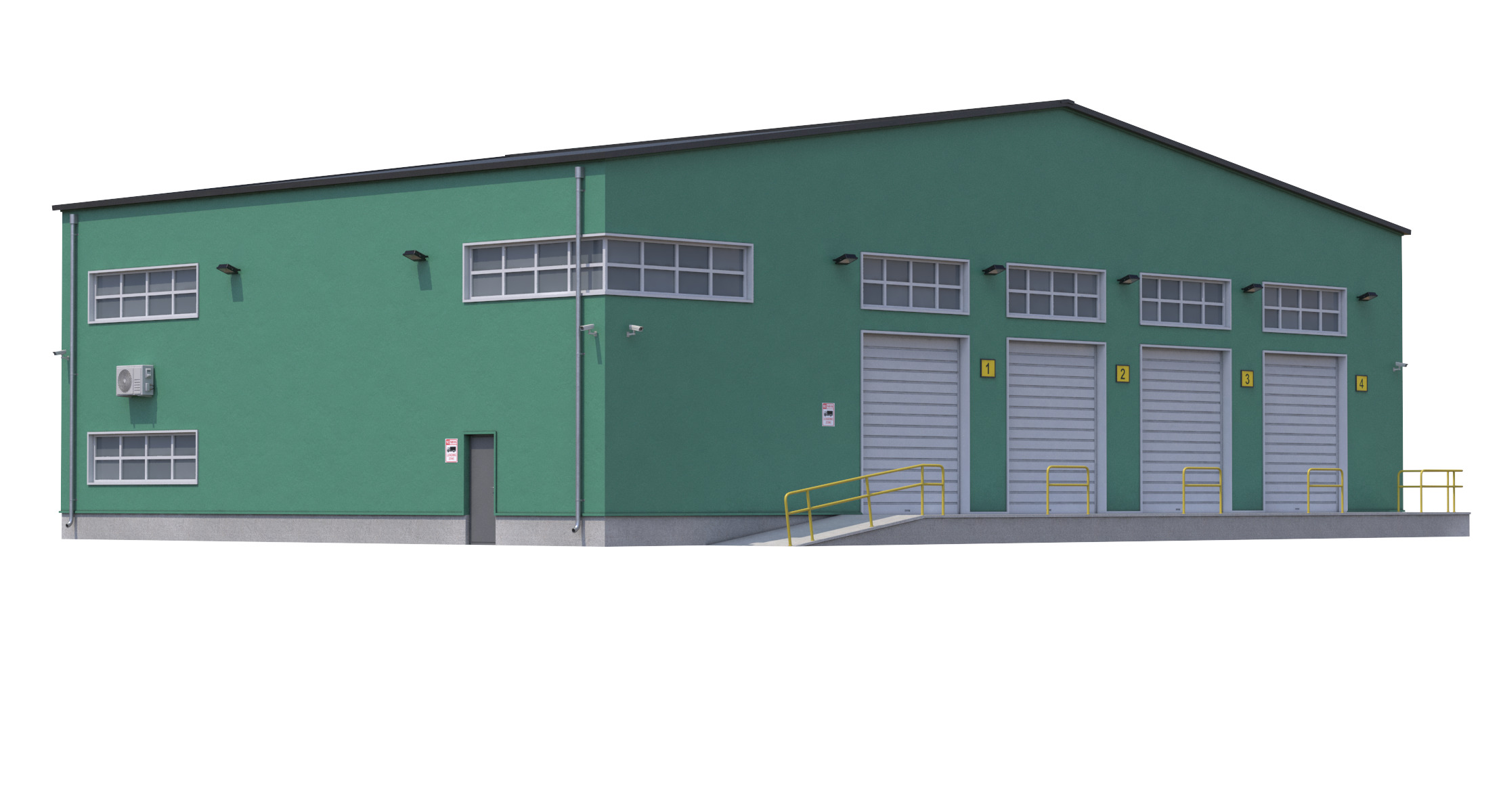 Green Industrial Building Low-poly 3D model_5