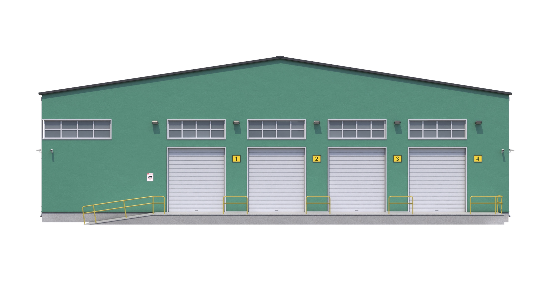 Green Industrial Building Low-poly 3D model_1