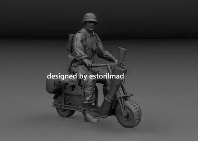 WW2 AMERICAN PARATROOPER  CUSHMAN MOTORCYCLE NORMANDY