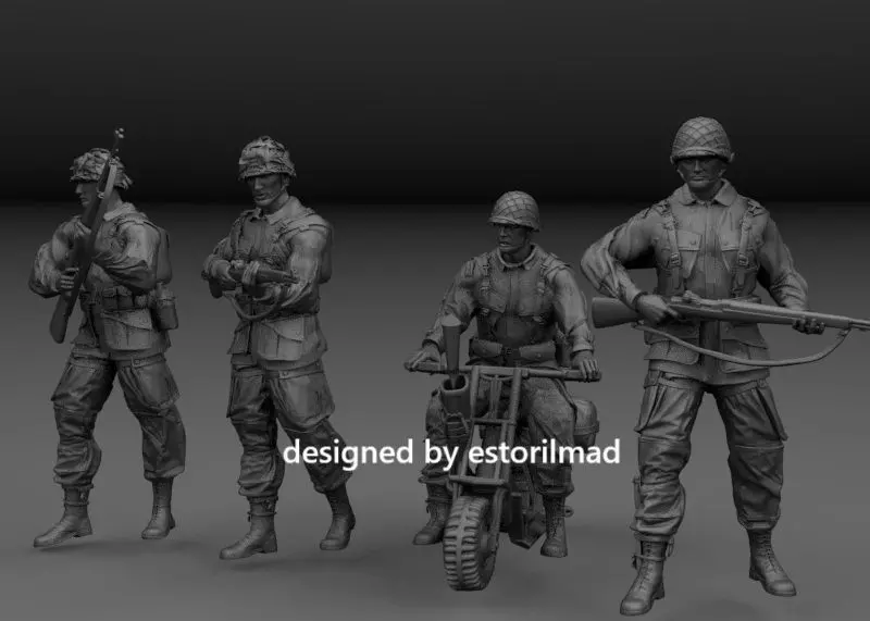 WW2 AMERICAN PARATROOPERS 101 PATROLLING IN CARENTAN NORMANDY 3D print model