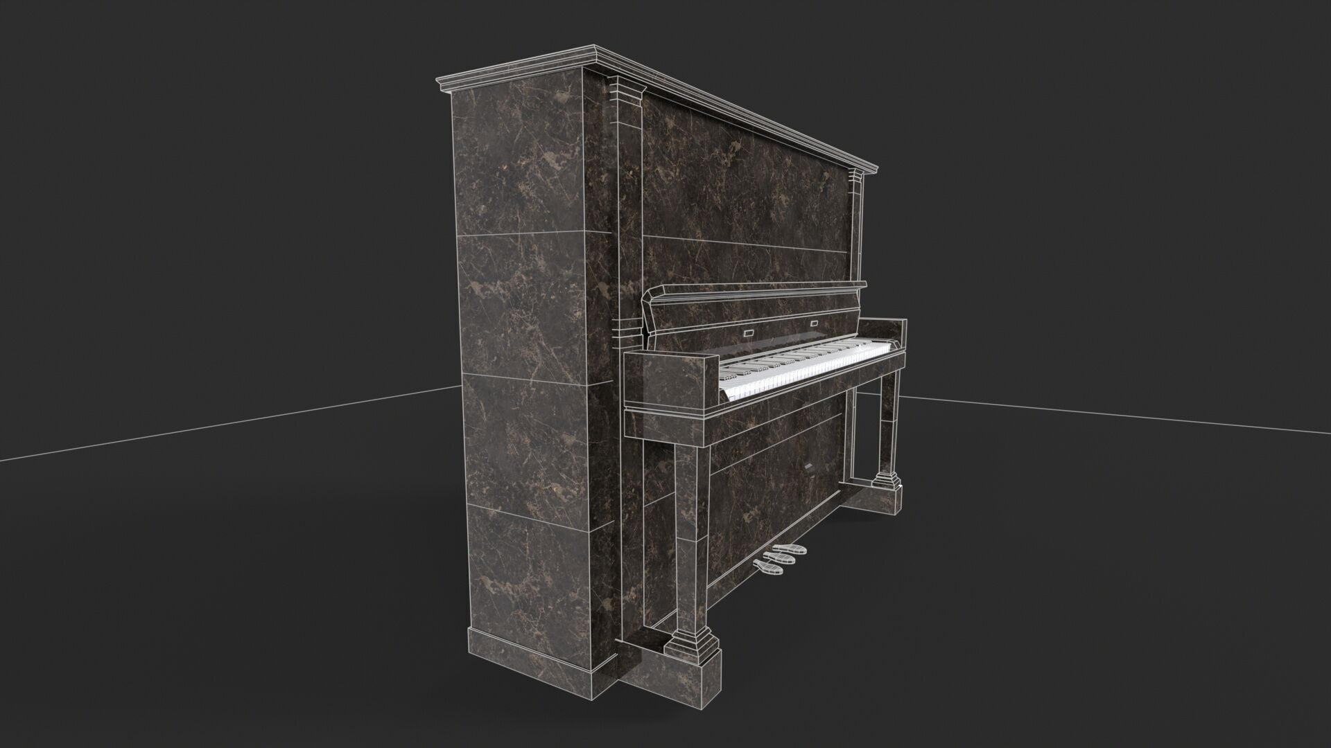 Glossy Wood Veneer Grand Piano Low-poly 3D model_10