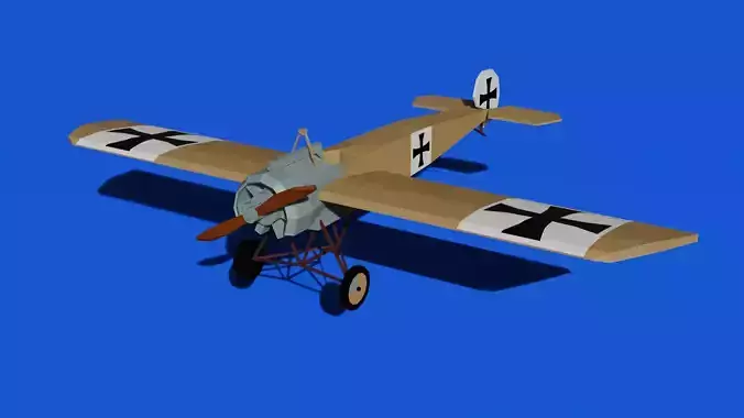 Fokker EIII Low Poly Fighter WWI
