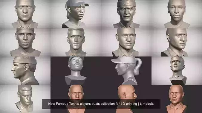 New Famous Tennis players busts collection for 3D printing 