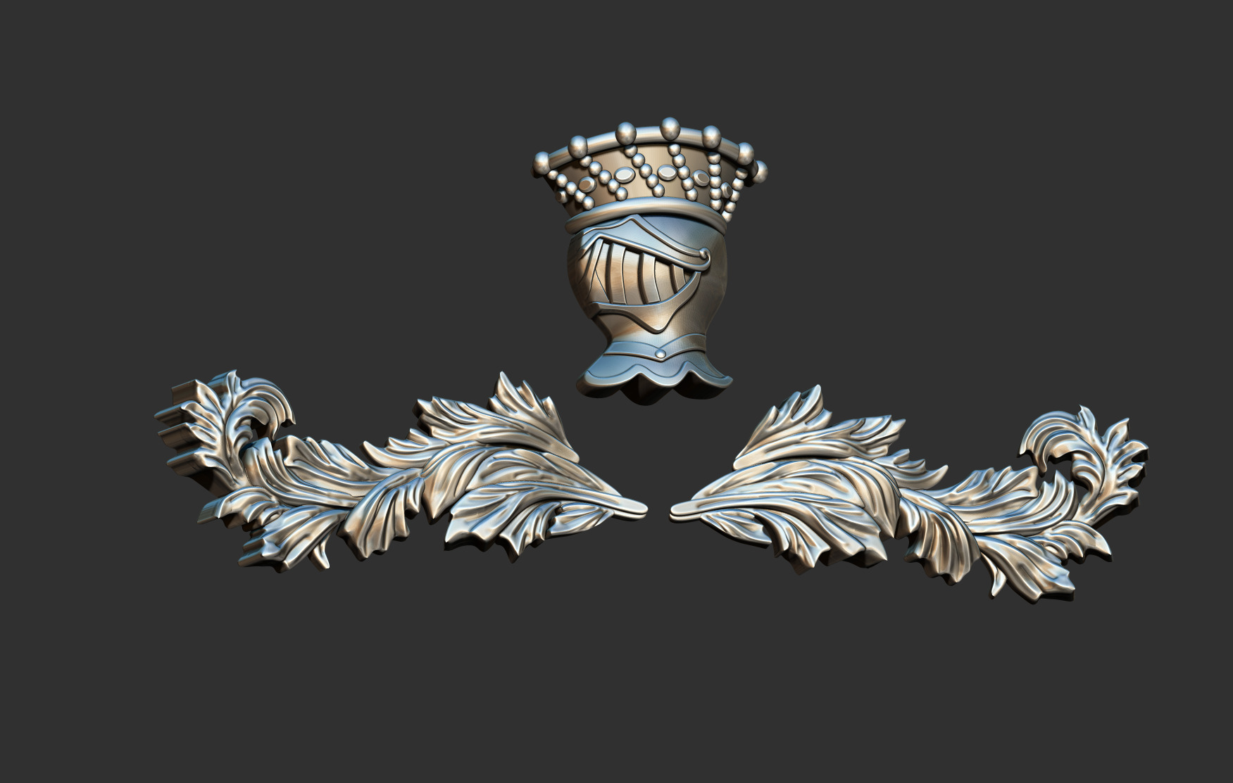 Crest  Helmet Foliage - Coat of arms Brasao 3D print model_7
