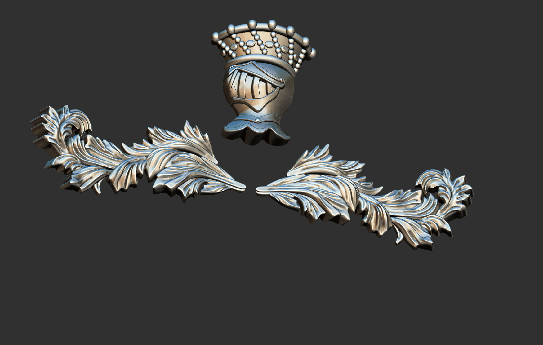 Crest  Helmet Foliage - Coat of arms Brasao 3D print model_10