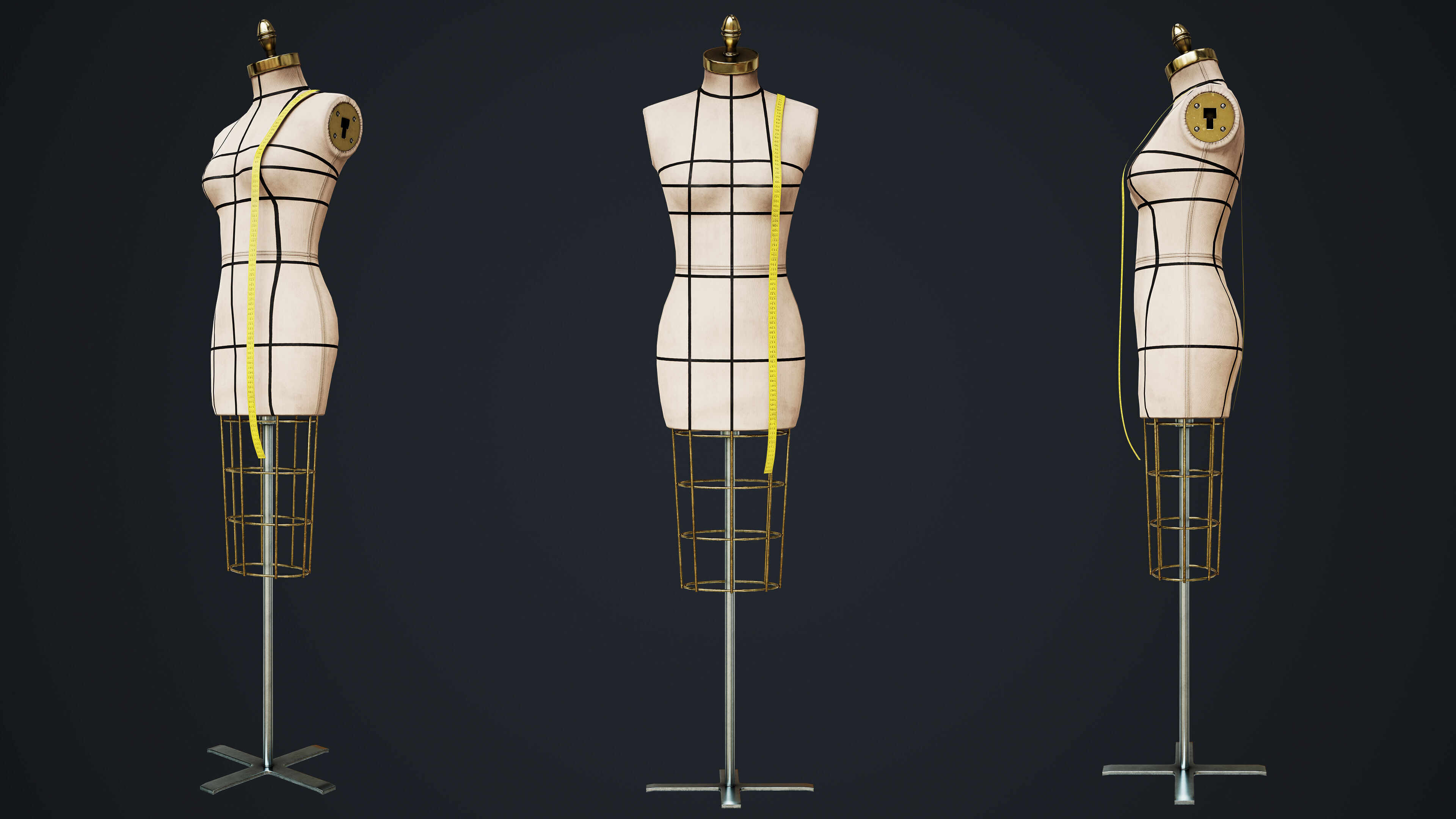 Tailor Manequin Low-poly 3D model_9